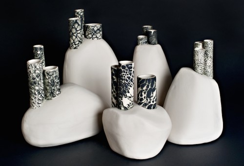 5 sculptural vases